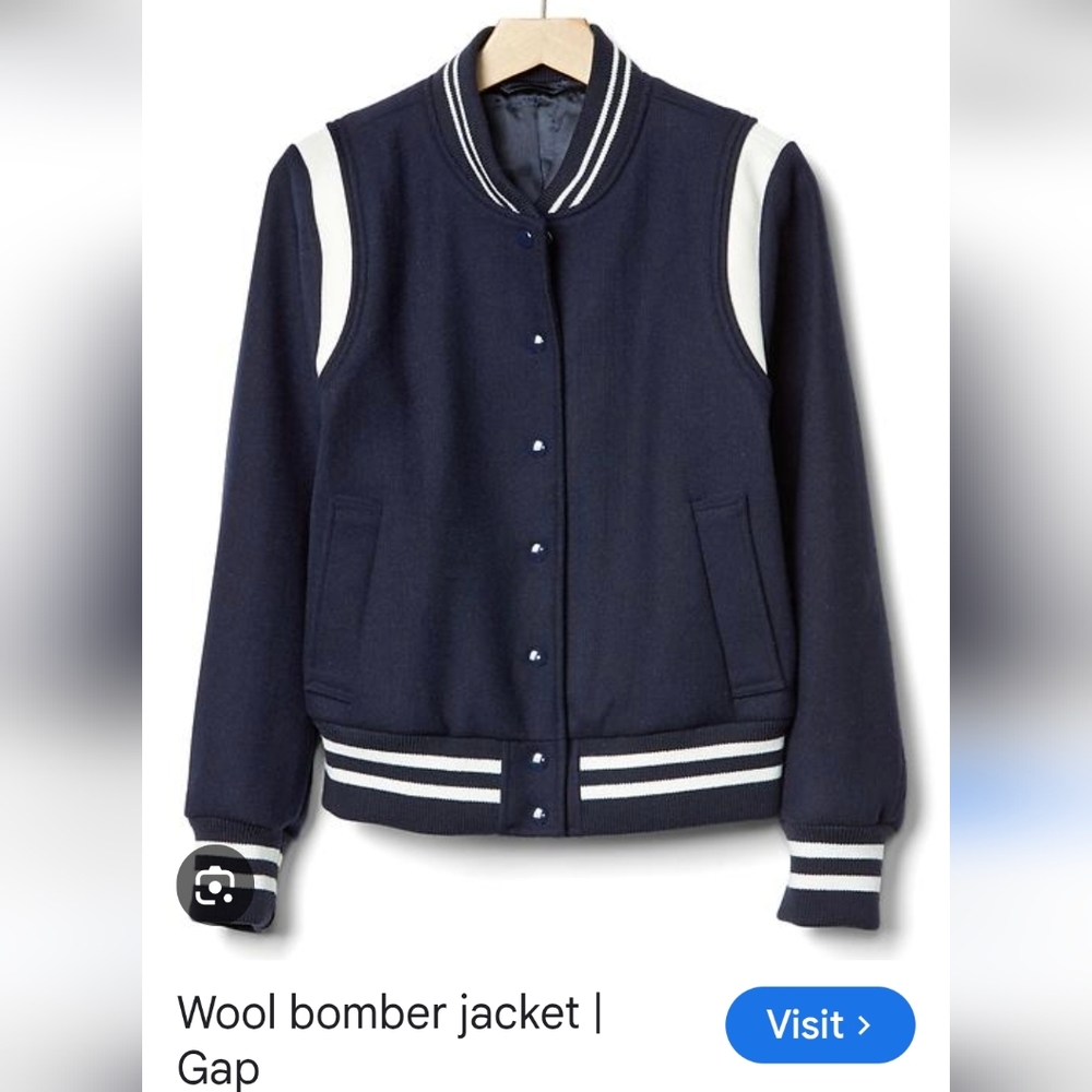 GAP Dark Blue Wool Bomber Jacket